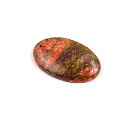 Vrtaný kabošon Unakit č.V125 (31x19x5mm)