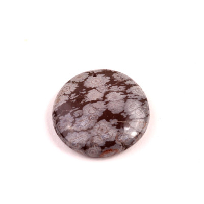 Vrtaný kabošon Vločkový Obsidián č.V132 (25x7mm)