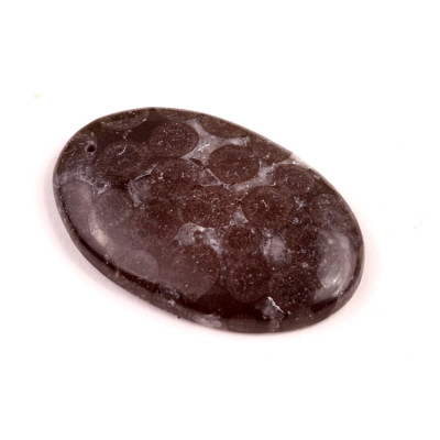 Vrtaný kabošon Black Fossil č.V136 (40x26x6mm)