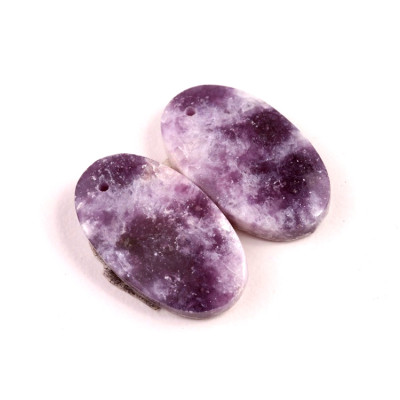 Vrtané Párové Kabošony Lepidolit č.VP13 (24x14x5mm)