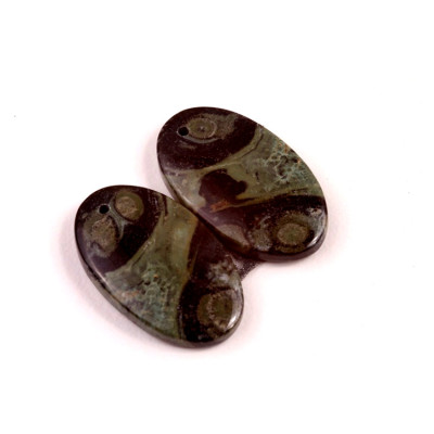 Vrtané Párové Kabošony Kambaba Jaspis č.VP21 (24x14x4mm)