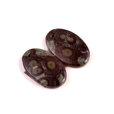 Vrtané Párové Kabošony Kambaba Jaspis č.VP22 (23x14x5mm)