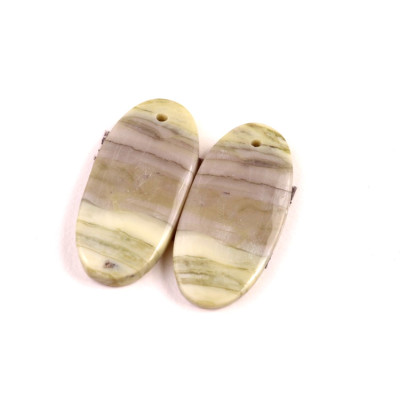 Vrtané Párové Kabošony Green Serpentine č.VP30 (27x13x4mm)