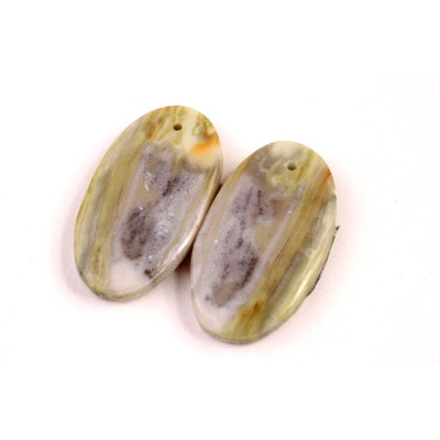 Vrtané Párové Kabošony Green Serpentine č.VP33 (26x15x4mm)