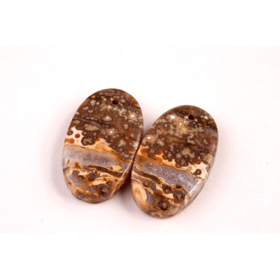 Vrtané Párové Kabošony Ocean Jaspis č.VP36 (23x14x5mm)