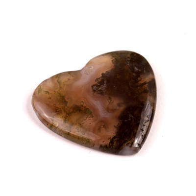 Kabošon Moss Heart Agate č.7814 (30x33x5mm)
