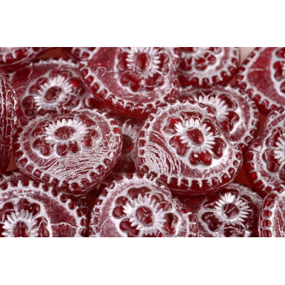 Korálky Srdíčka s růží č.2858 (17x17mm)