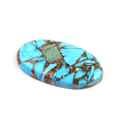 Kabošon Rekonstruovaný Tyrkys č.4899 (38x21x6mm)