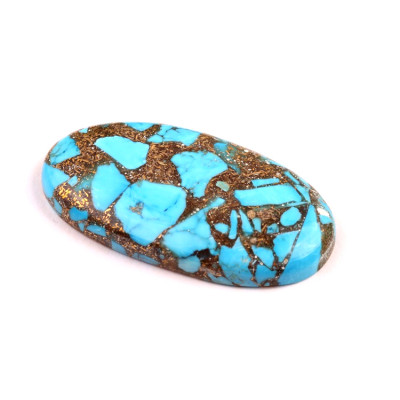 Kabošon Rekonstruovaný Tyrkys č.4907 (40x21x6mm)