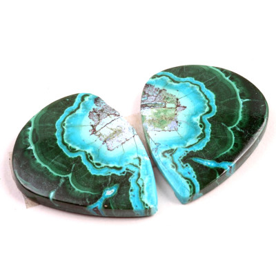 Kabošony páry Malachit Chrysocolla č.P344 (28x2x4mm)