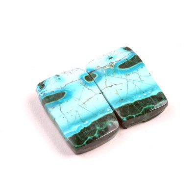 Kabošony páry Malachit Chrysocolla č.P346 (22x15x5mm)