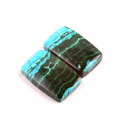 Kabošony páry Malachit Chrysocolla č.P348 (22x14x5mm)