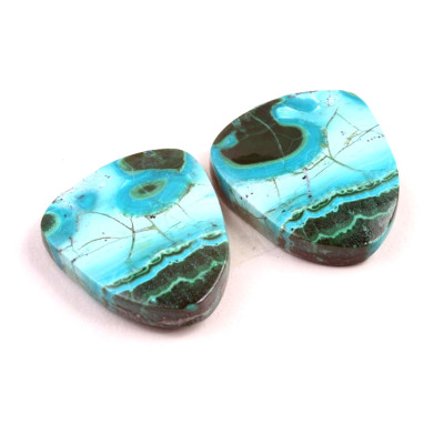 Kabošony páry Malachit Chrysocolla č.P354 (22x20x5mm)