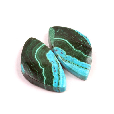 Kabošony páry Malachit Chrysocolla č.P355 (30x16x5mm)