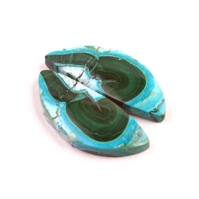 Kabošony páry Malachit Chrysocolla č.P356 (34x14x6mm)