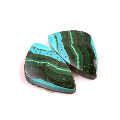 Kabošony páry Malachit Chrysocolla č.P359 (28x16x5mm)
