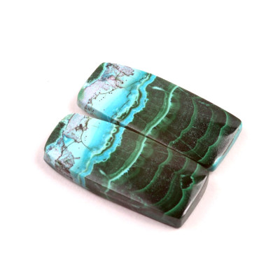 Kabošony páry Malachit Chrysocolla č.P362 (28x13x4mm)