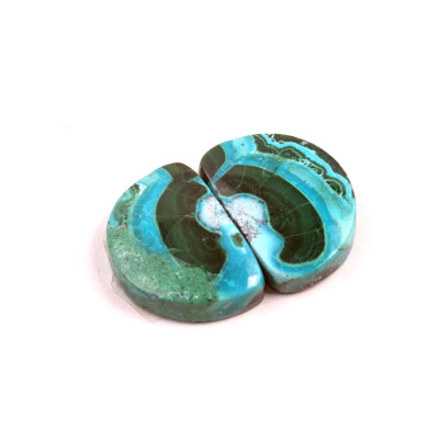 Kabošony páry Malachit Chrysocolla č.P364 (20x14x5mm)
