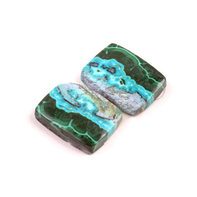 Kabošony páry Malachit Chrysocolla č.P676 (19x14x4mm)