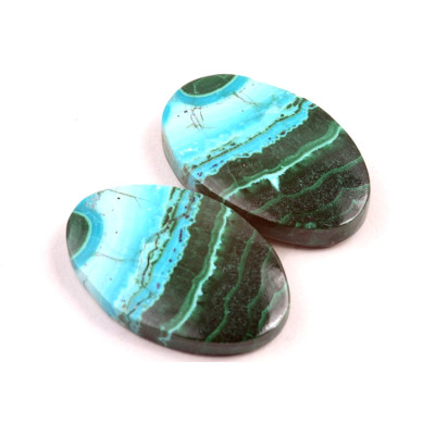 Kabošony páry Malachit Chrysocolla č.P684 (27x17x5mm)