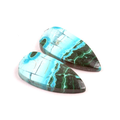 Kabošony páry Malachit Chrysocolla č.P690 (29x13x4mm)