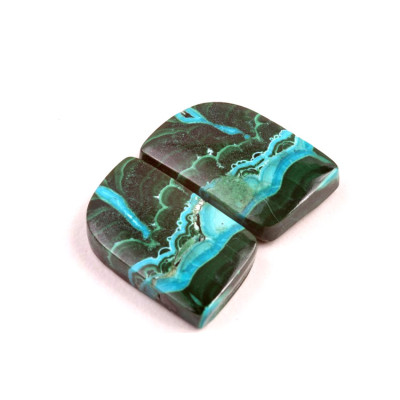 Kabošony páry Malachit Chrysocolla č.P691 (21x15x5mm)