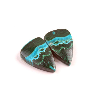 Kabošony páry Malachit Chrysocolla č.P692 (21x15x5mm)