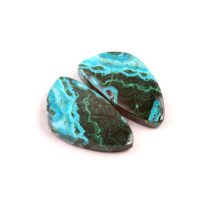 Kabošony páry Malachit Chrysocolla č.P693 (25x14x5mm)