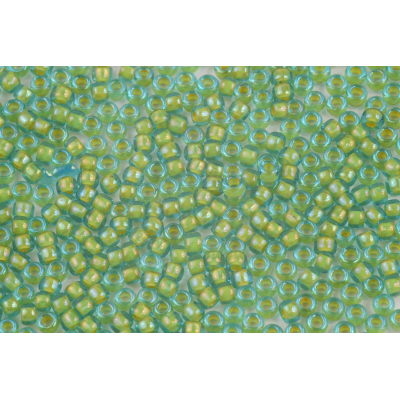 TOHO Round 8/0  N. 210 Inside-Color Aqua/Opaque Yellow Lined